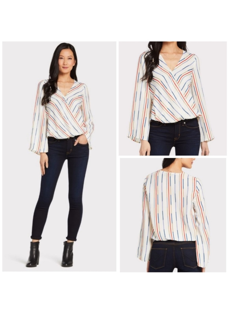 Anthropologie Sunday in Brooklyn Striped Surplice Blouse Size Small EUC